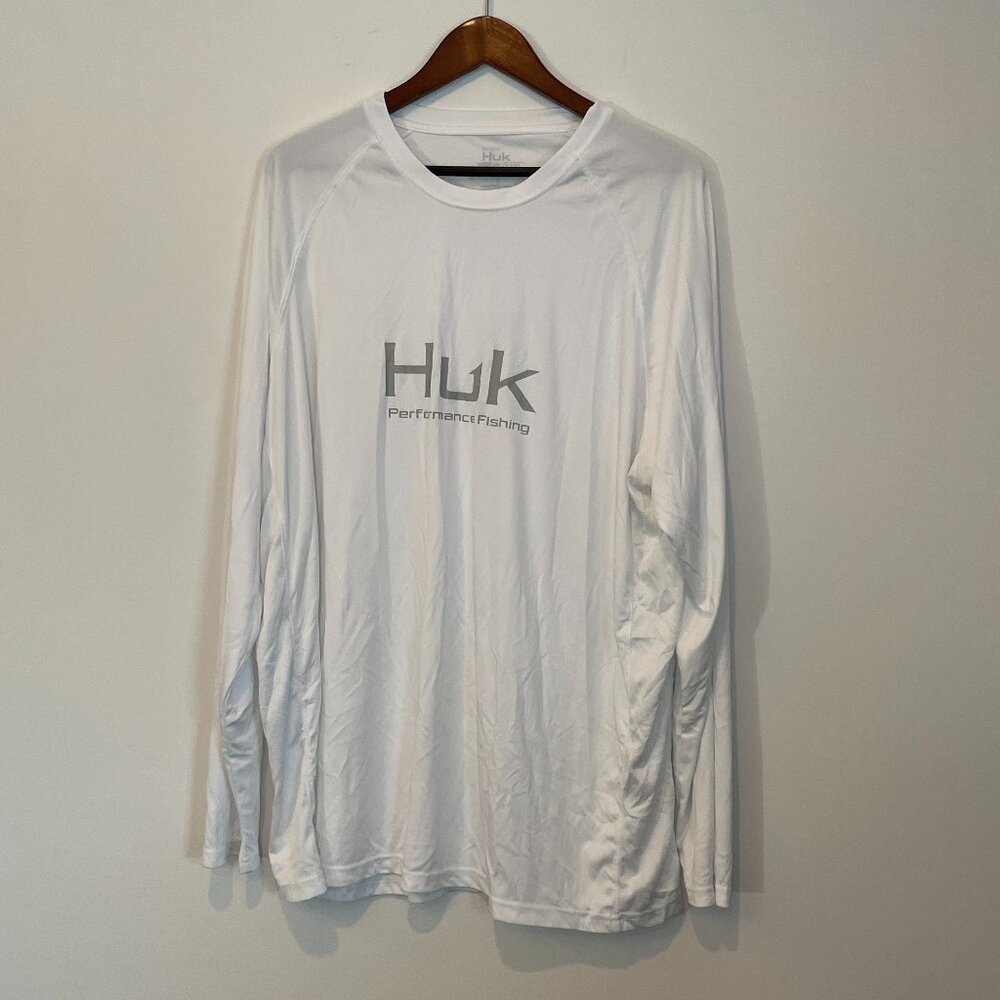 Huk Performance Fishing Shirt Men's 3XL White Long Sleeve Lightweight